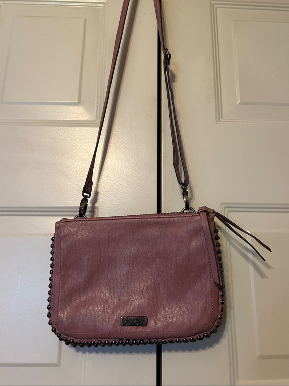 Jessica Simpson Dusty Rose Stud-Trim Crossbody Bag